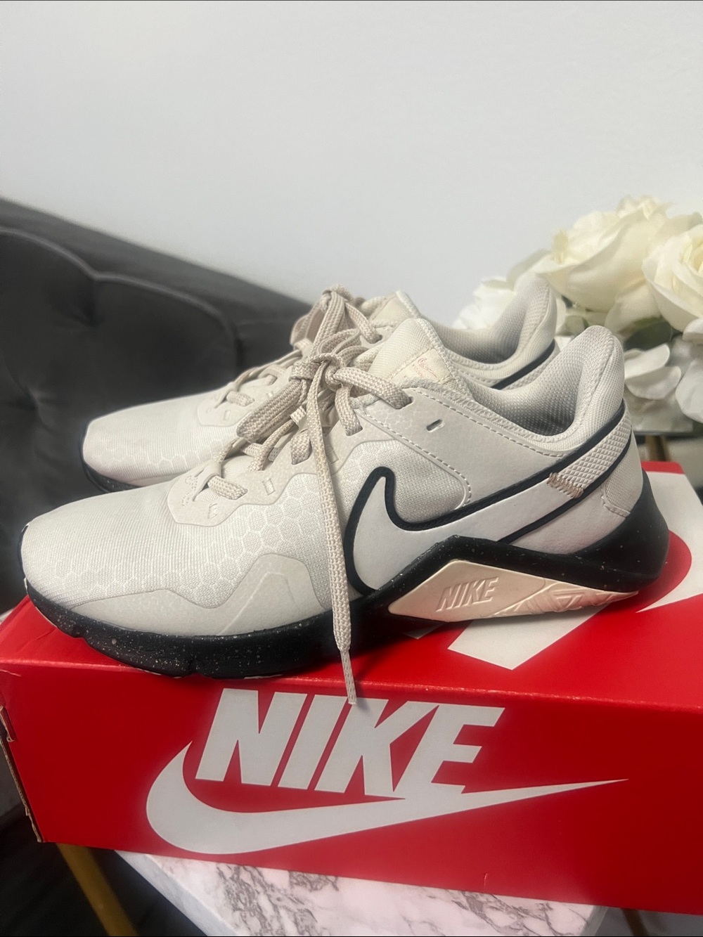 Nike Women’s Training Shoes - Cream with Black Accents